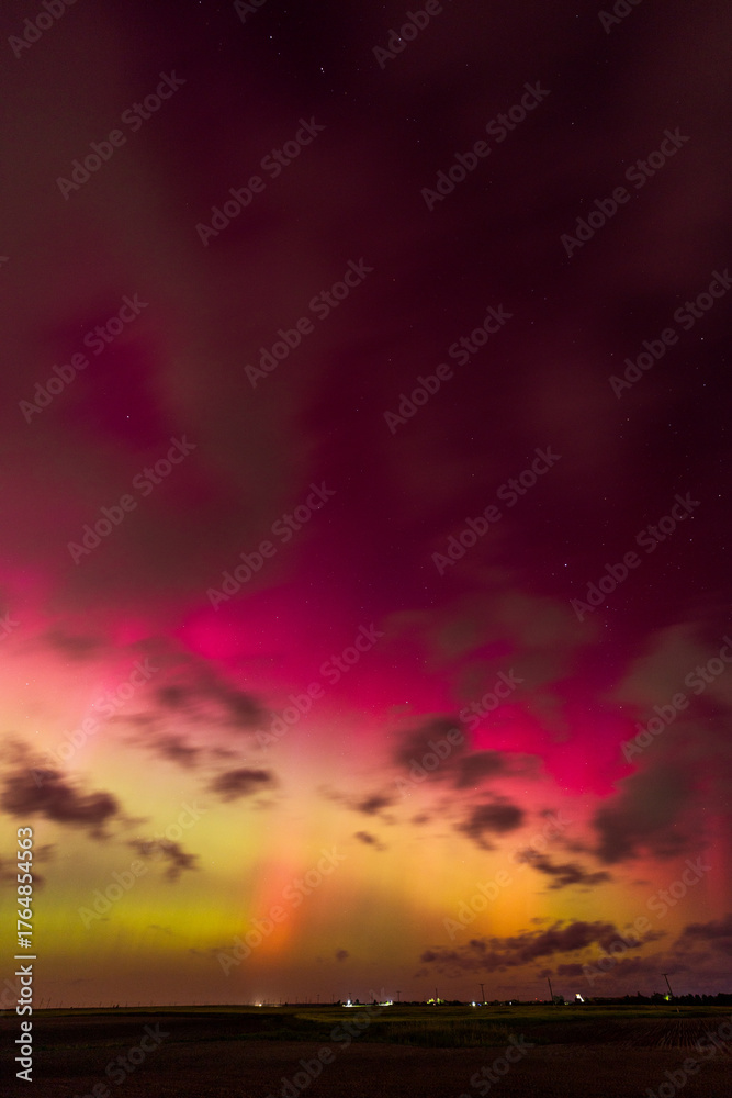 Fototapeta premium Vibrant aurora borealis display at night