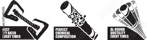 Steel Quality and Strength Illustration Icons