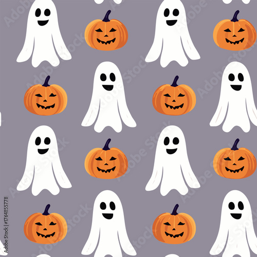 Geometric Ghost Pattern
Seamless minimalist geometric pattern of ghosts and pumpkins