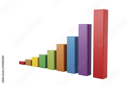 Free Download A colorful 3D bar graph depicting a strong upward trend, representing growth, success, and continuous improvement. Vivid data visualization. background removed - GFXLoad