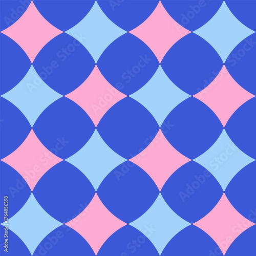 Abstract psychedelic seamless pattern with rhombuses. Vibrant contemporary modern background with geometric diamond shapes