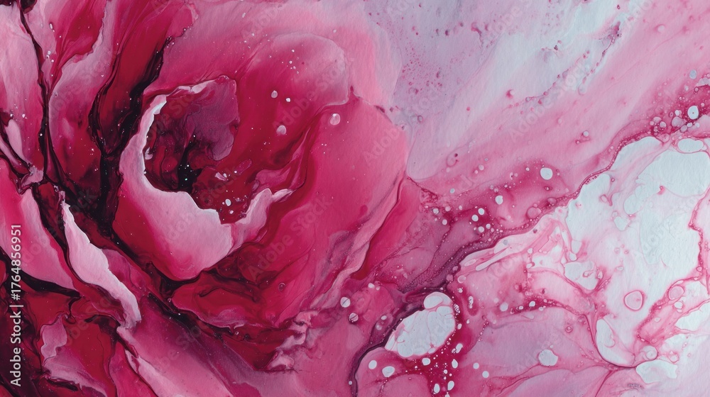 Obraz premium Abstract watercolor flower painting vibrant red pink color transparent background