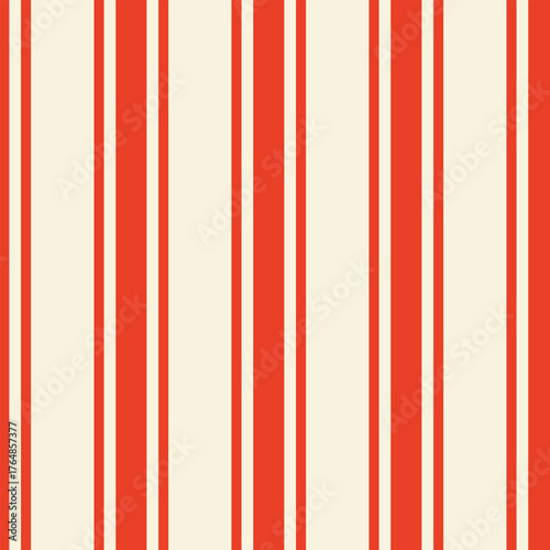Abstract striped seamless pattern. Vector background with red vertical lines