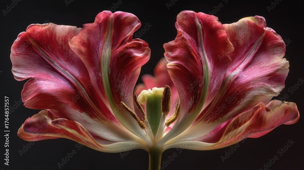 Fototapeta premium Elegant tulip bloom with detailed petals and transparent background