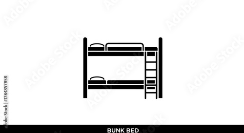 Minimalist bunk bed icon on white background