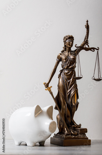A statue of Lady Justice wi...