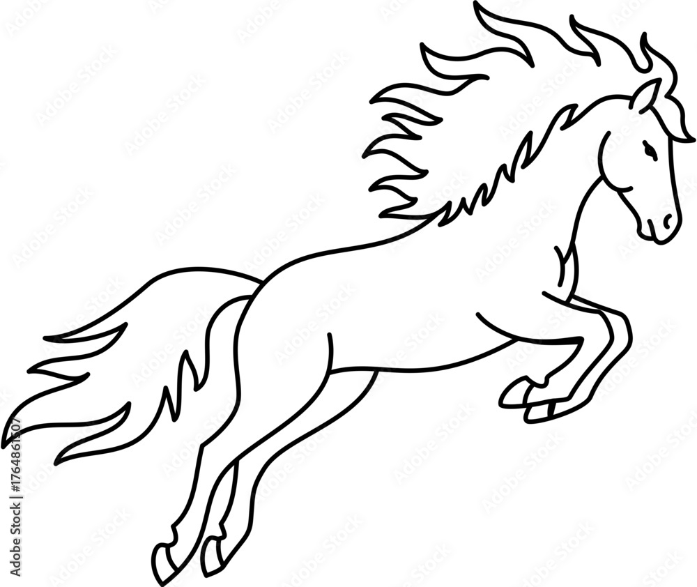 Fototapeta premium fully editable outline fire horse vector illustration