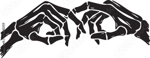 two skeleton hands making a pinky promise