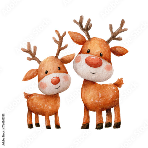 Adorable Watercolor Reindeer Illustration Perfect for Christmas Clipart and Holiday Decor