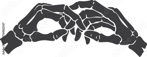 two skeleton hands making a pinky promise