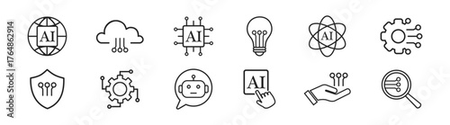 AI technology concept — modern artificial intelligence vector illustration with robot, machine learning, neural network, data processing, automation, and futuristic digital design