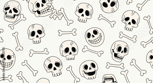 Skull and Bones Pattern - Spooky Halloween Design.