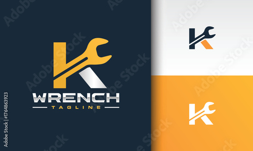 Modern K Letter Wrench Logo for Repair and Mechanic Services
