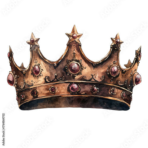 Star Crown, watercolor clipart vector, isolated on a white background.