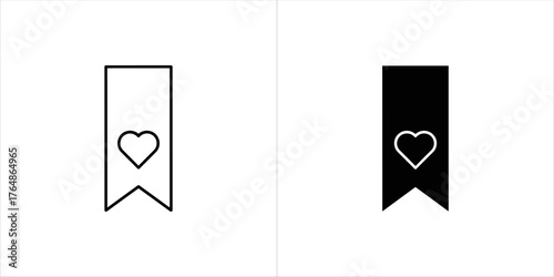 Vector art of bookmark icons with heart symbol, save for later