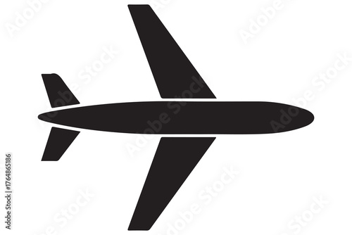 Airplane silhouette simple travel and aviation icon illustration
