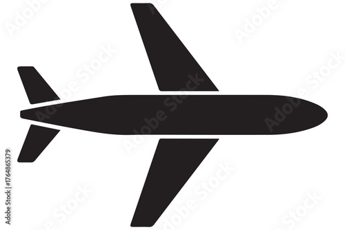 Airplane silhouette simple travel and aviation icon illustration
