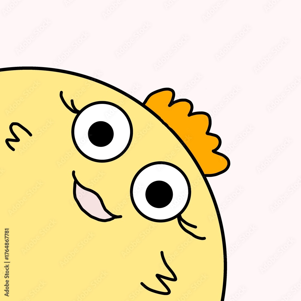 Obraz premium Cute and cheerful cartoon illustration of a yellow character with a playful expression. Great for children’s content, stickers, and positive-themed designs.