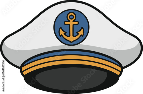 Classic captain's hat with anchor emblem, symbolizing nautical adventure and authority