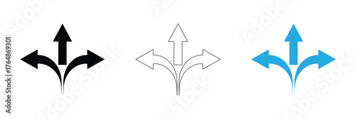 Visualizing the power of choice and diverse paths, these dynamic arrows represent forward momentum and strategic decision-making for any project.