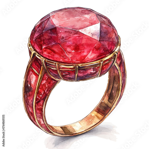 Sorcery Ring, watercolor clipart vector, isolated on a white background.