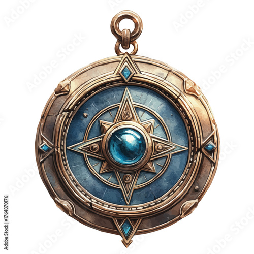 Sorcereras Amulet, watercolor drawing vector, isolated on a white background.