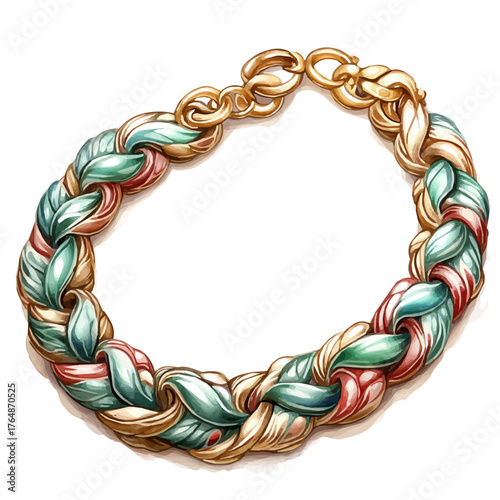 Snake Chain Necklace, watercolor drawing vector, isolated on a white background.