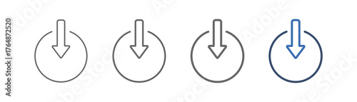 
outline icon sheet internal with circle and down arrow design