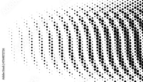 Smooth transition of halftone pattern with hexagon shape. Black isolated on white background, Editable for sporty background and jersey design. Vector Format Illustration 