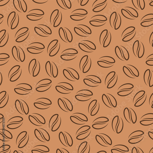 Coffee beans seamless pattern. Coffee background.