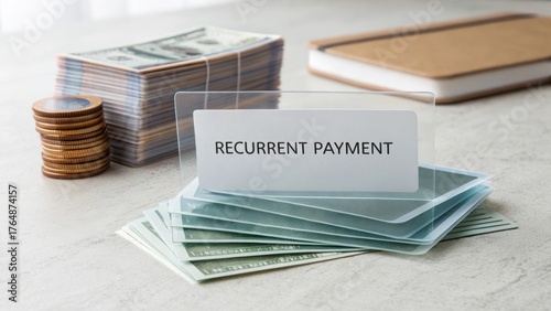 Conceptual image of recurrent payment with money and documents