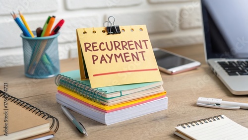 Yellow Calendar with Recurrent Payment Reminder on a Desk