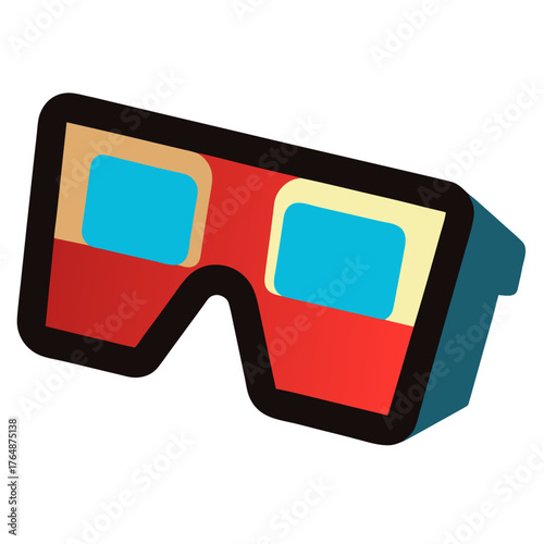 3D glasses cartoon object on a white background vector illustration