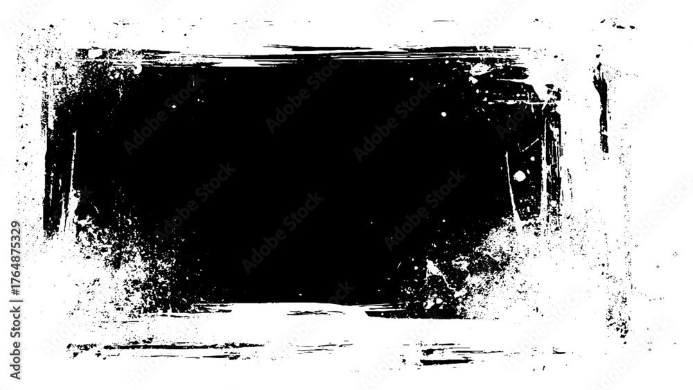 Fototapeta premium Vector illustration. Background for text. Isolated grunge traces banner. Black paint. Brush ink stroke. Element for design poster