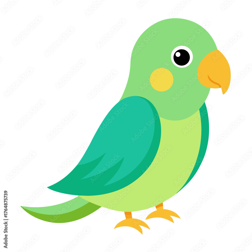 Fototapeta premium Parakeet cartoon object on a white background vector illustration