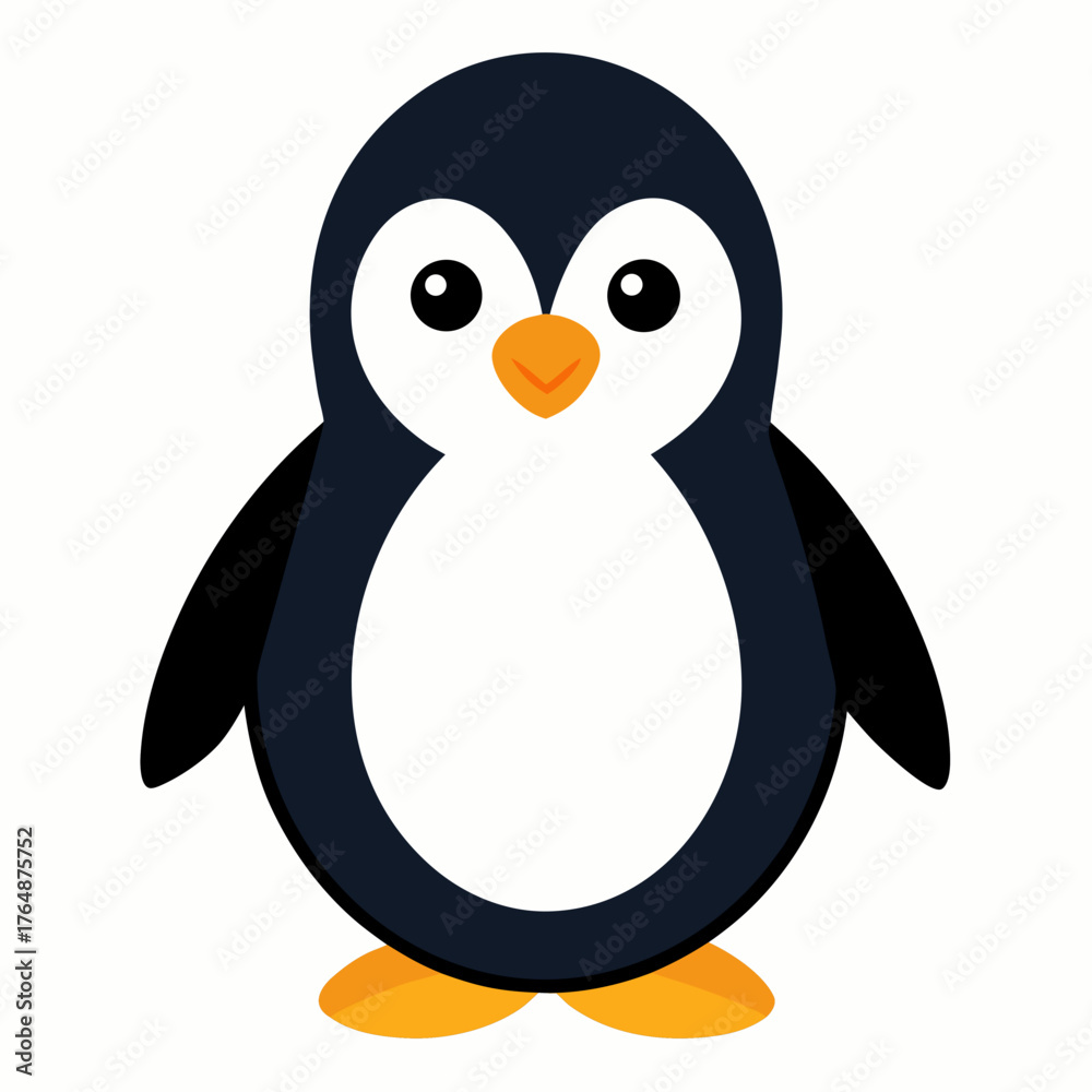 Fototapeta premium Penguin cartoon object on a white background vector illustration