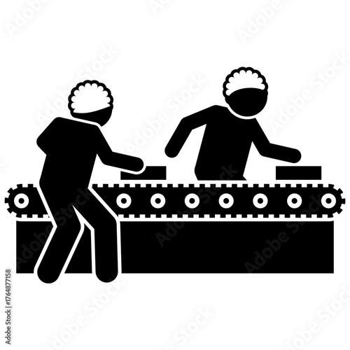 Manufacturing teamwork in an automated factory, workers manage production line with efficiency, ensuring quality control and streamlined industrial process.