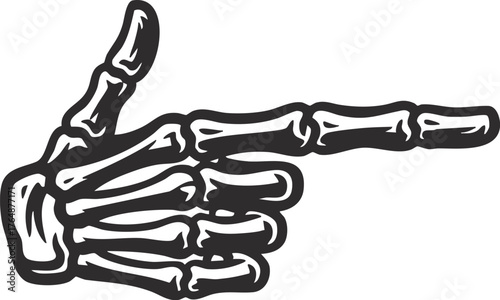 skeleton hand making a finger gun gesture