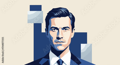Corporate Visionary Leader – Flat Geometric Executive Portrait Symbolizing Determination 2