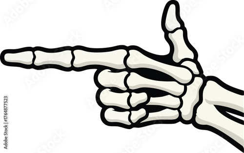 skeleton hand making a finger gun gesture