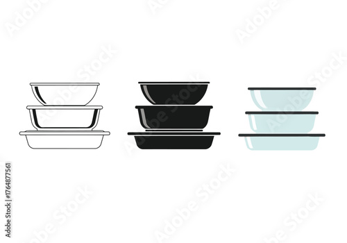 Mixing Bowls Vector Illustration in Minimal and Contrasting Color for Kitchenware Design