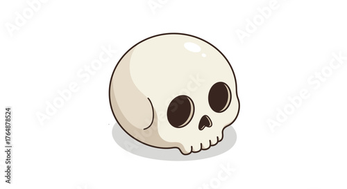 Cute cartoon skull with bold outline on white background