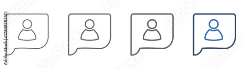 
outline icon sheet messaging with message box and person design