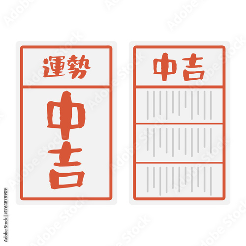 中吉　おみくじ　イラスト