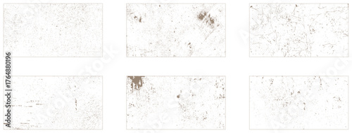 Grunge overlay textures with dust grain isolated on white background. Set of vector 
