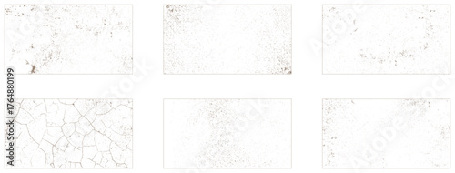 Grunge overlay textures with dust grain isolated on white background. Set of vector 