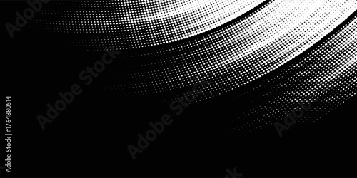 White halftone banner template design with abstract speed lines style. Halftone white color pattern with dots and grunge texture background. Pop art comic with sporty style with white and black dots.