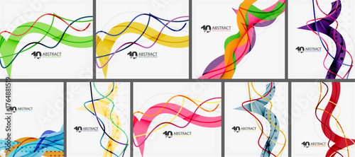 Colorful abstract vector designs. Smooth curves, vibrant shades, modern graphics. Ideal for backgrounds, presentations, branding.