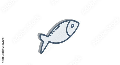 Simple blue fish icon in minimalist style on white background