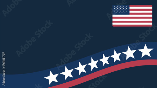 American flag design with stars and stripes on a dark blue background in the upper right corner area